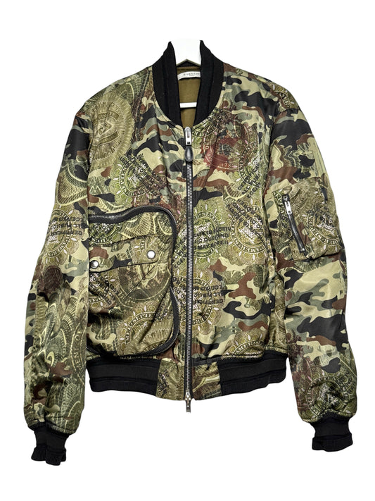 Givenchy SS2017 Dollar Camo Satin Bomber Jacket