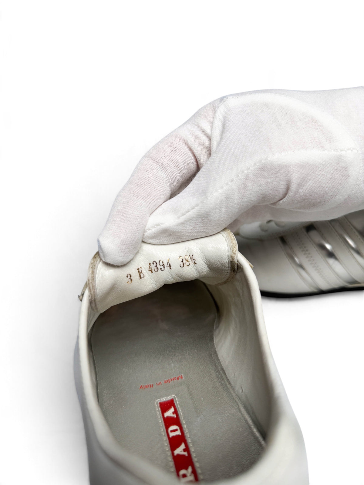 Prada Vintage Leather Sneaker White/Silver