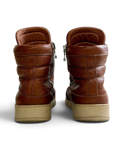 Balmain High-Tops Brown Perforated Leather (44)