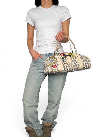 Dior 2005 Diorissimo Floral Embroidered Trotter Bag
