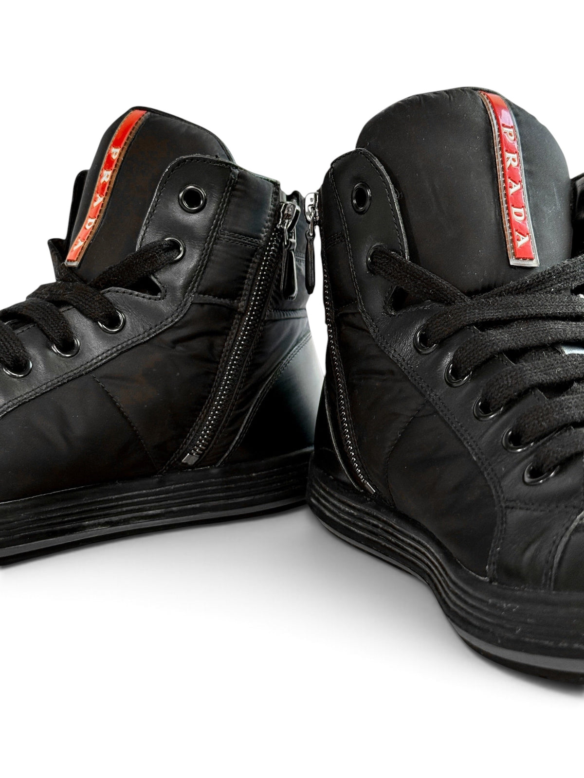 Prada Retro Hightops Black Fabric/Leather (44)