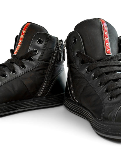 Prada Retro Hightops Black Fabric/Leather (44)
