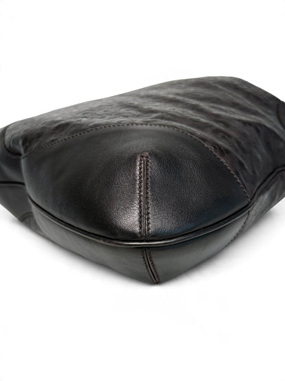 Gucci Horsebit Embossed Leather Hobo Bag Dark Brown