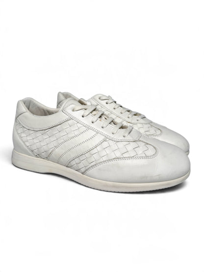 Bottega Veneta Intrecciato Leather Sneaker White