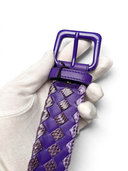 Bottega Veneta Intrecciato Python Leather Belt