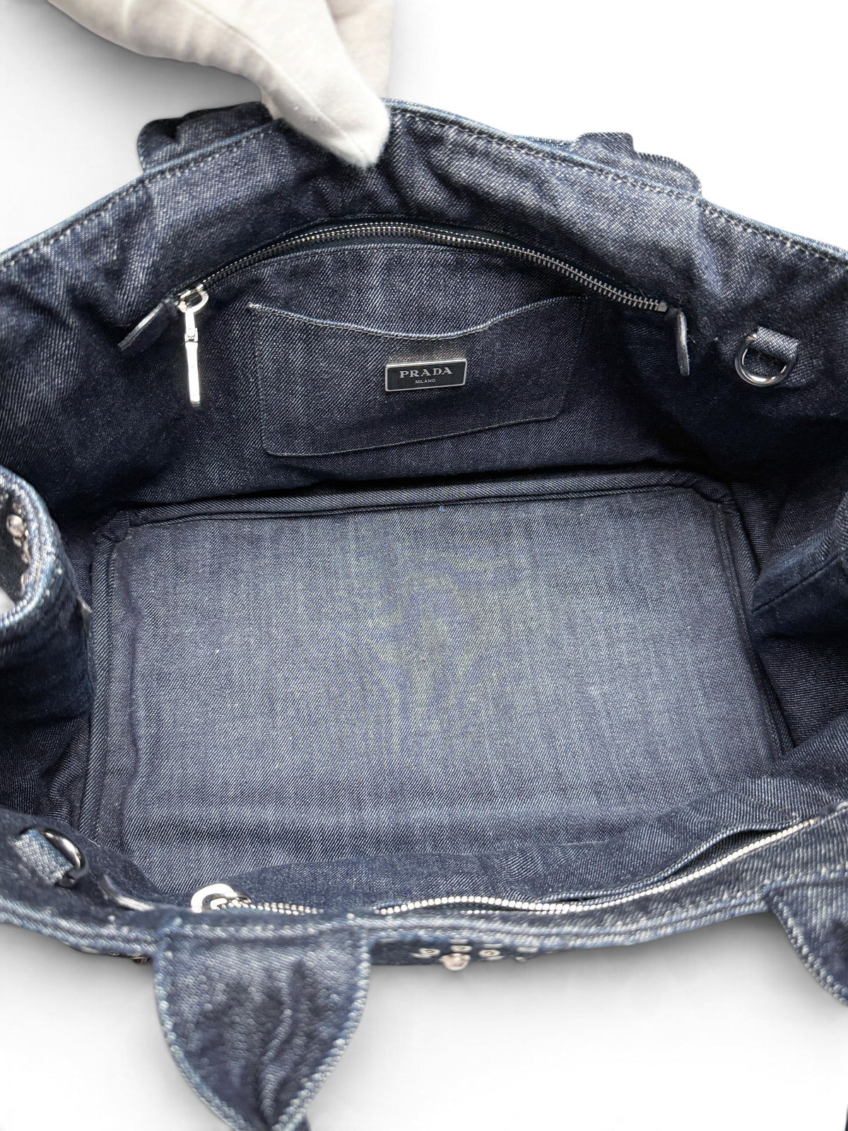 Prada Denim Canapa Bijoux Tote Bag