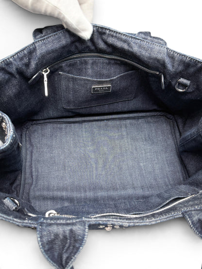 Prada Denim Canapa Bijoux Tote Bag