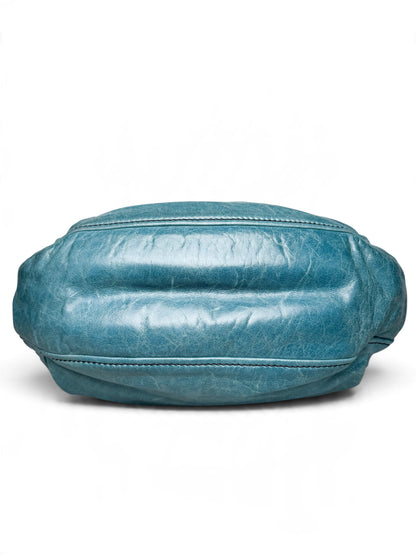 Miu Miu Vitello Lux Leather Hobo Bag Turqoise