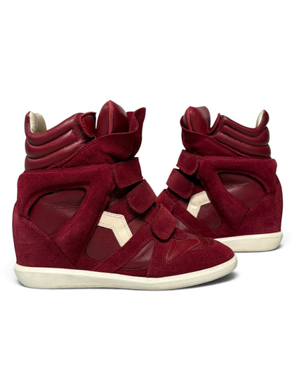 Isabel Marant Bekett Wedge Sneaker Dark Red/White