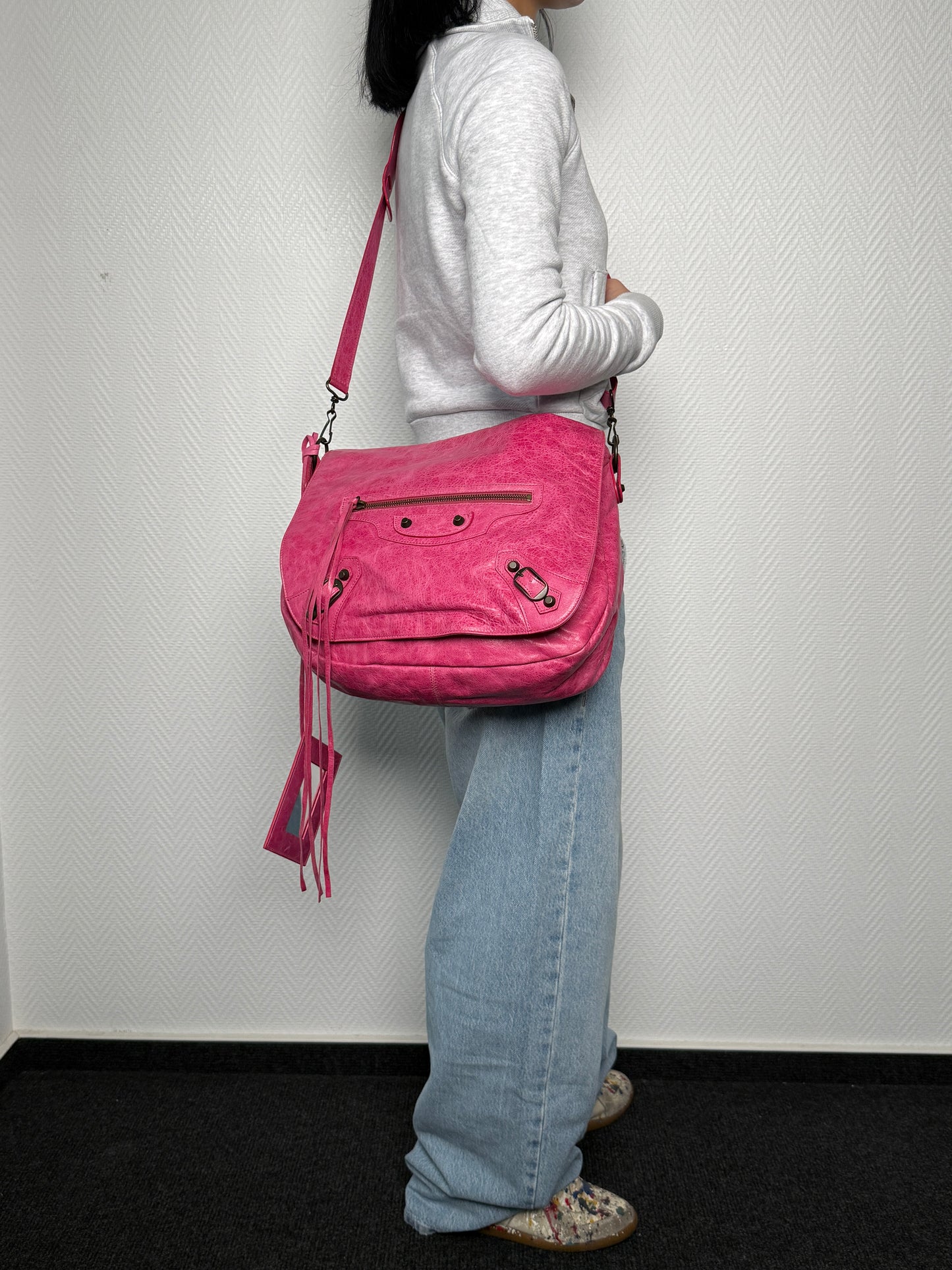 Balenciaga Moto Messenger Bag Pink