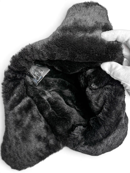 Prada Logo Shield Trapper Hat Nylon/Fur