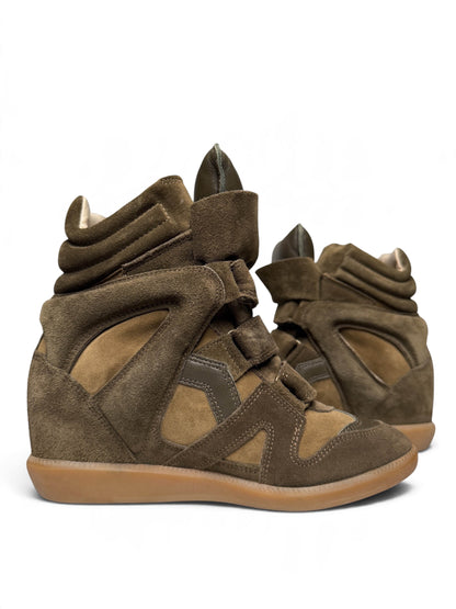 Isabel Marant Bekett Wedge Sneaker Khaki