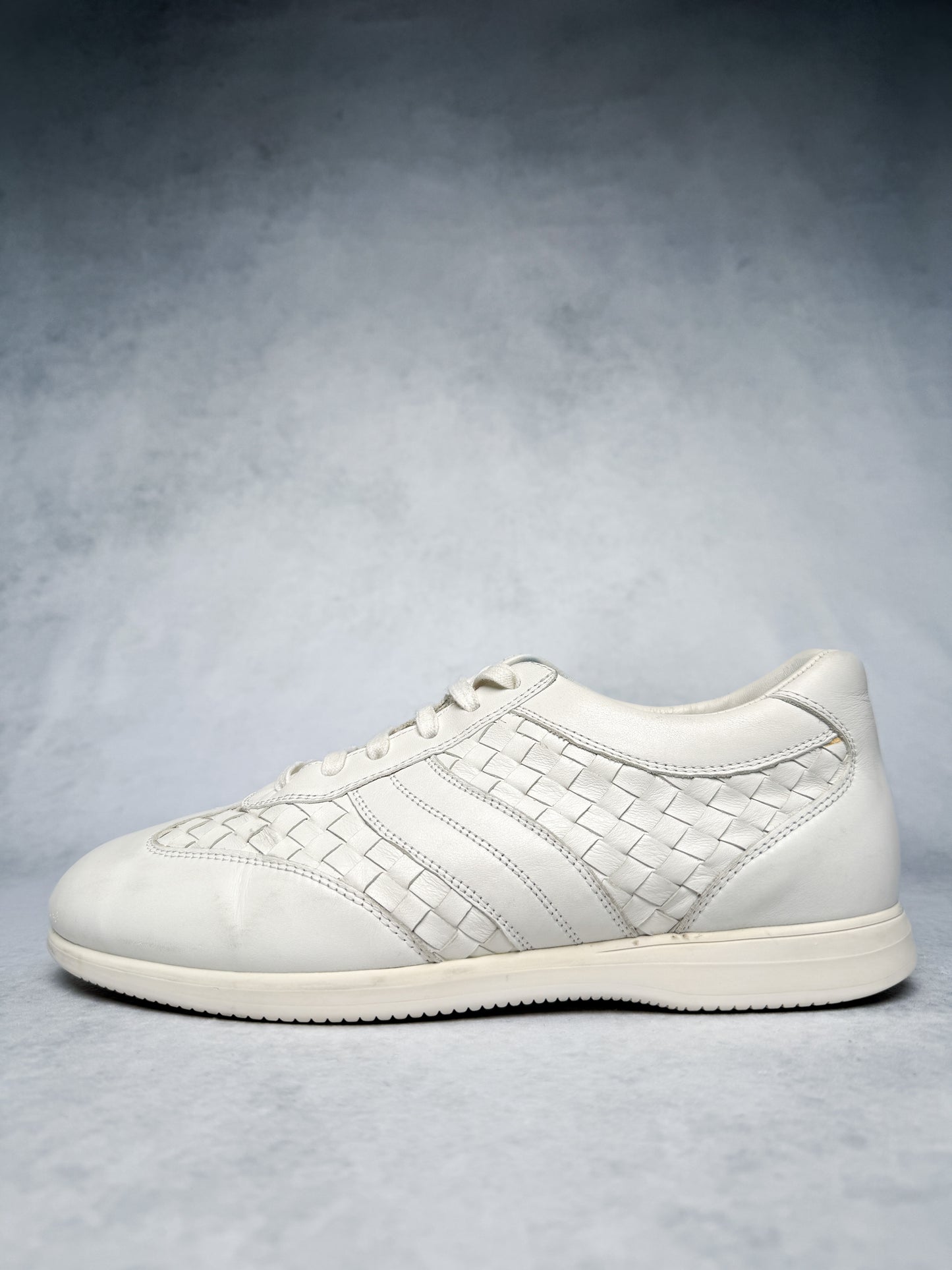Bottega Veneta Intrecciato Leather Sneaker White (43)
