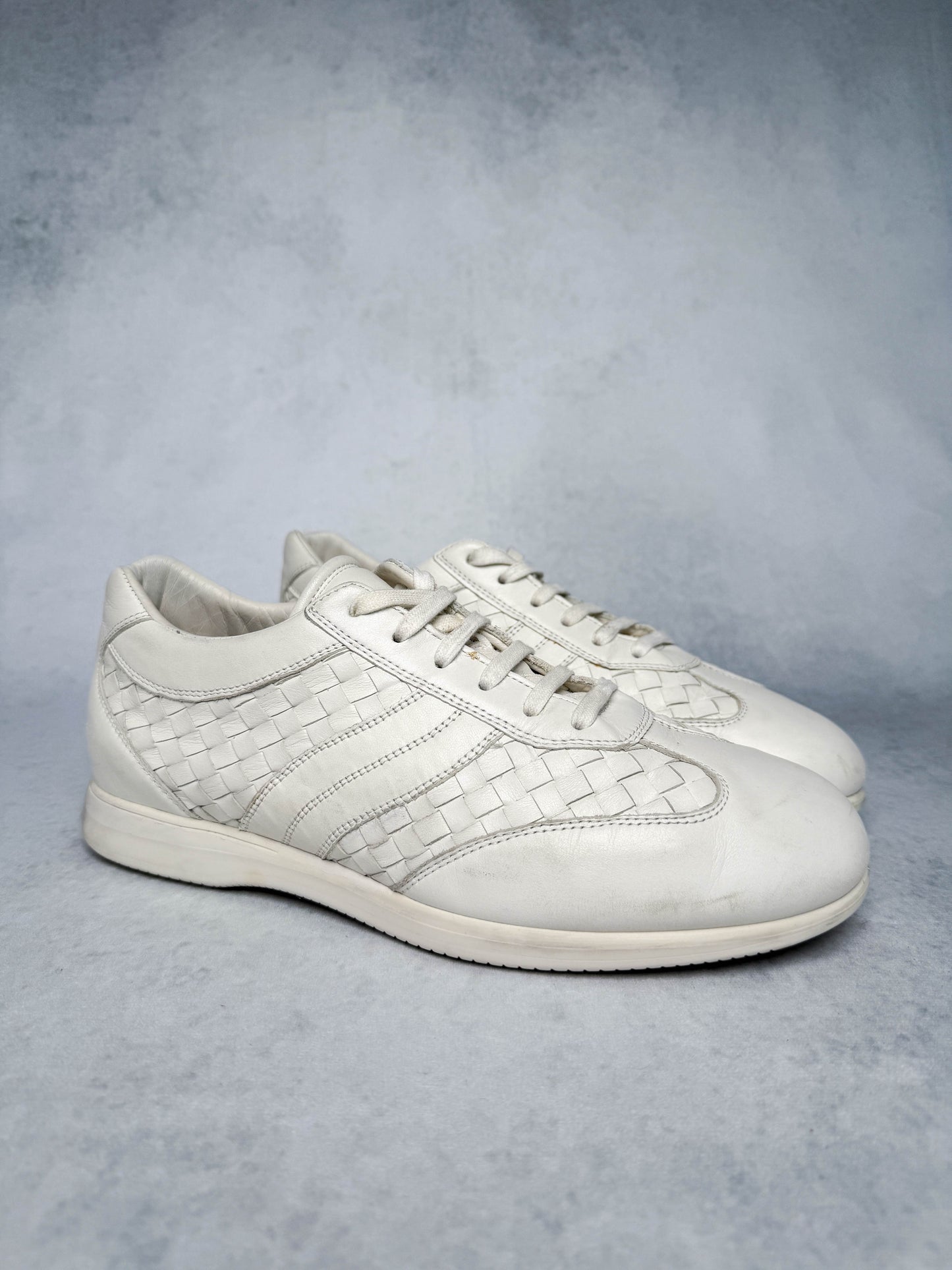 Bottega Veneta Intrecciato Leather Sneaker White (43)