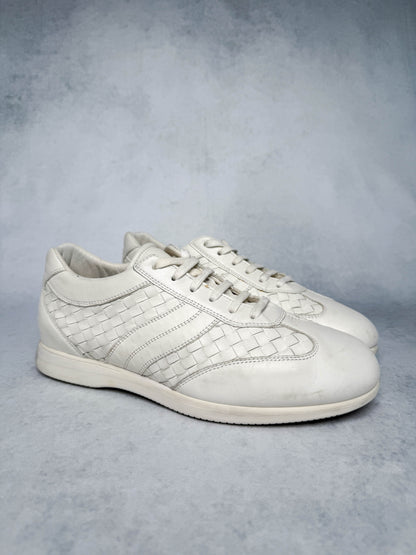 Bottega Veneta Intrecciato Leather Sneaker White (43)