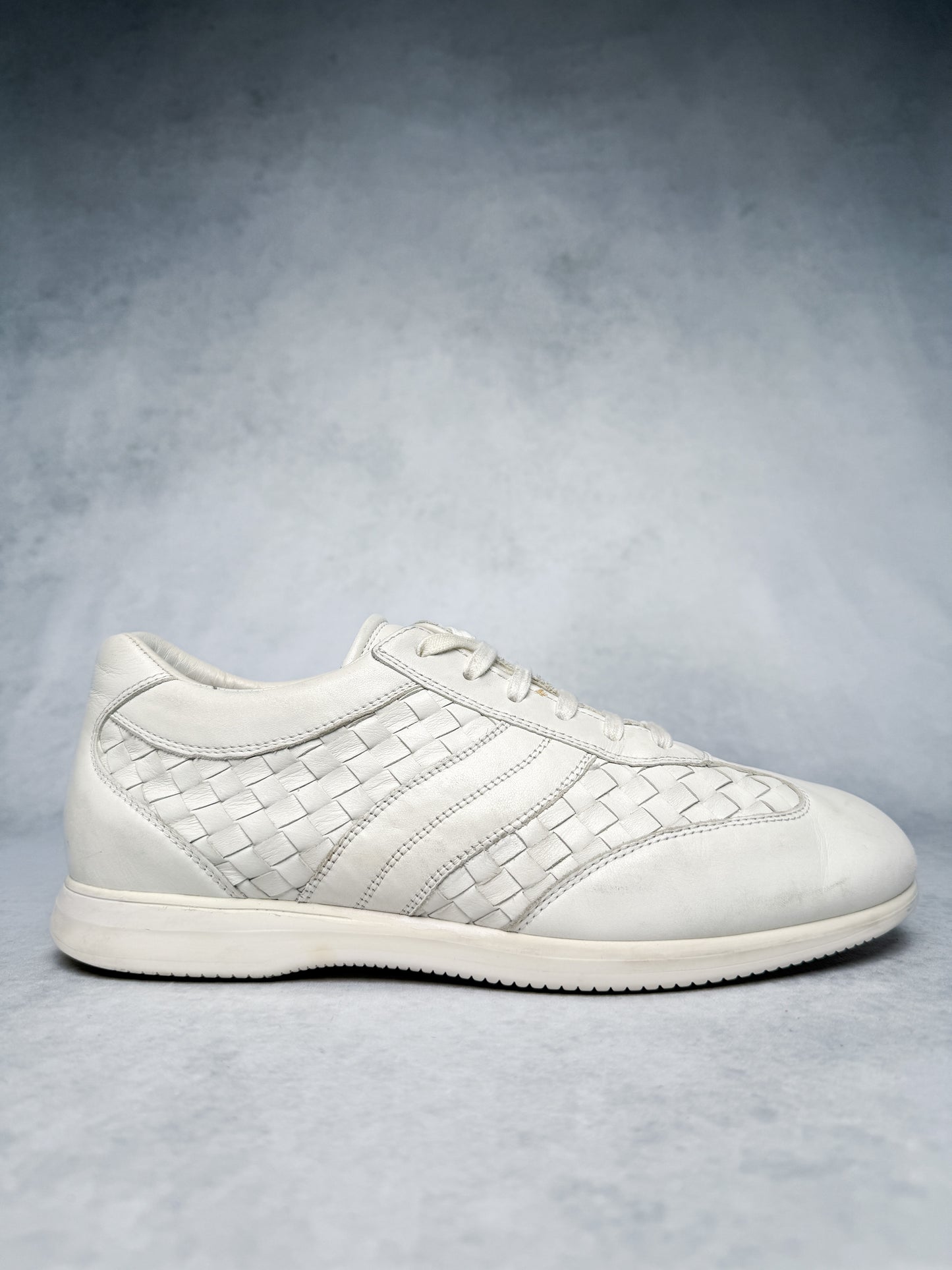 Bottega Veneta Intrecciato Leather Sneaker White (43)