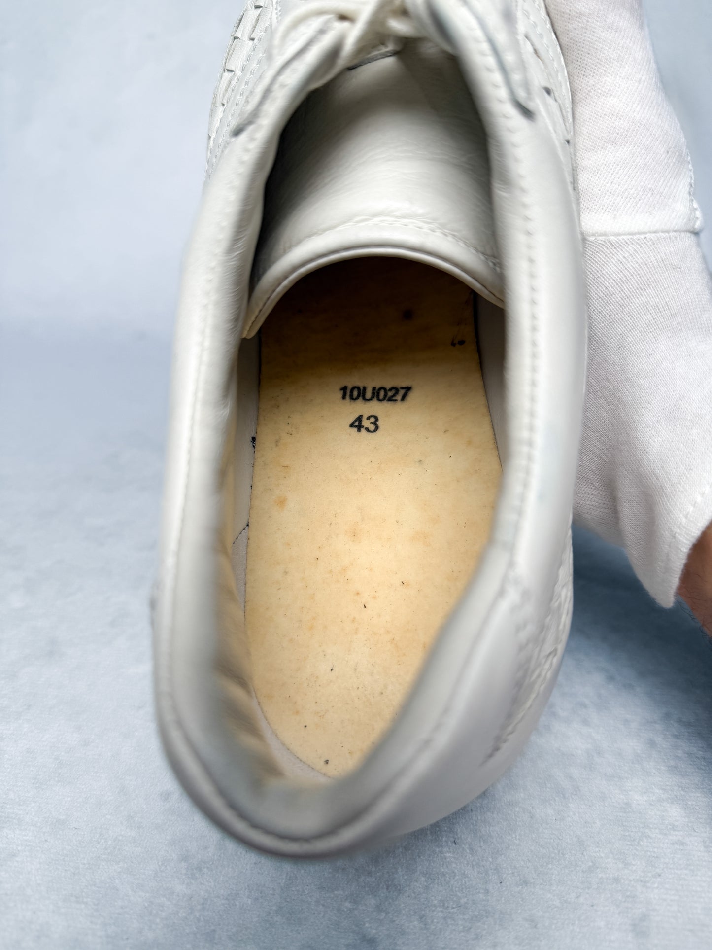 Bottega Veneta Intrecciato Leather Sneaker White (43)
