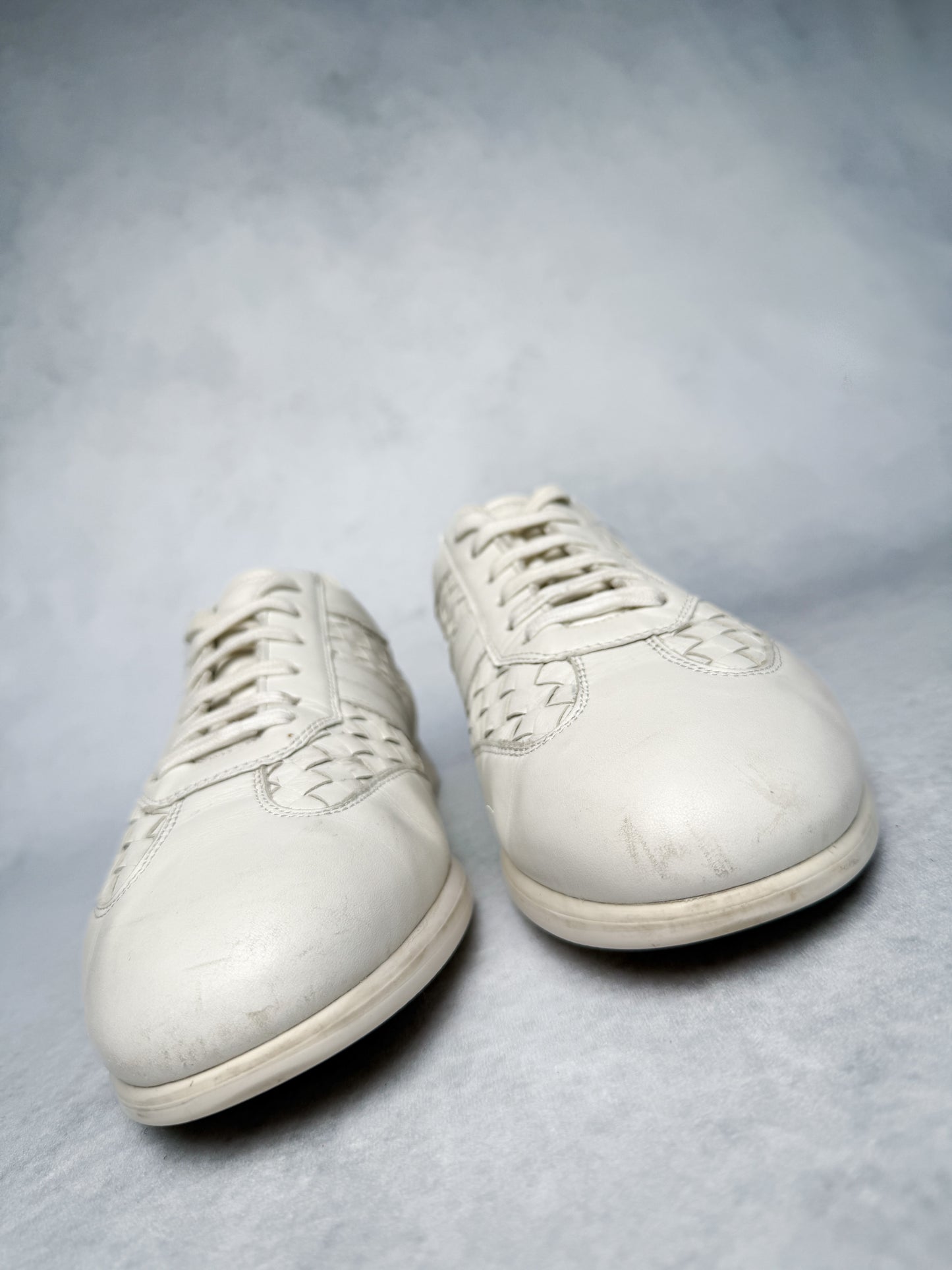 Bottega Veneta Intrecciato Leather Sneaker White (43)