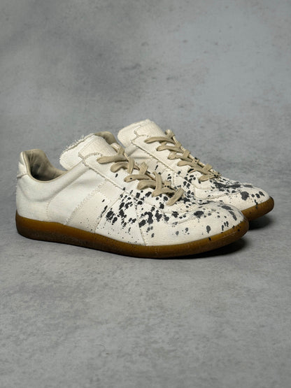 Maison Margiela Replica Low Paint Splatter White Denim