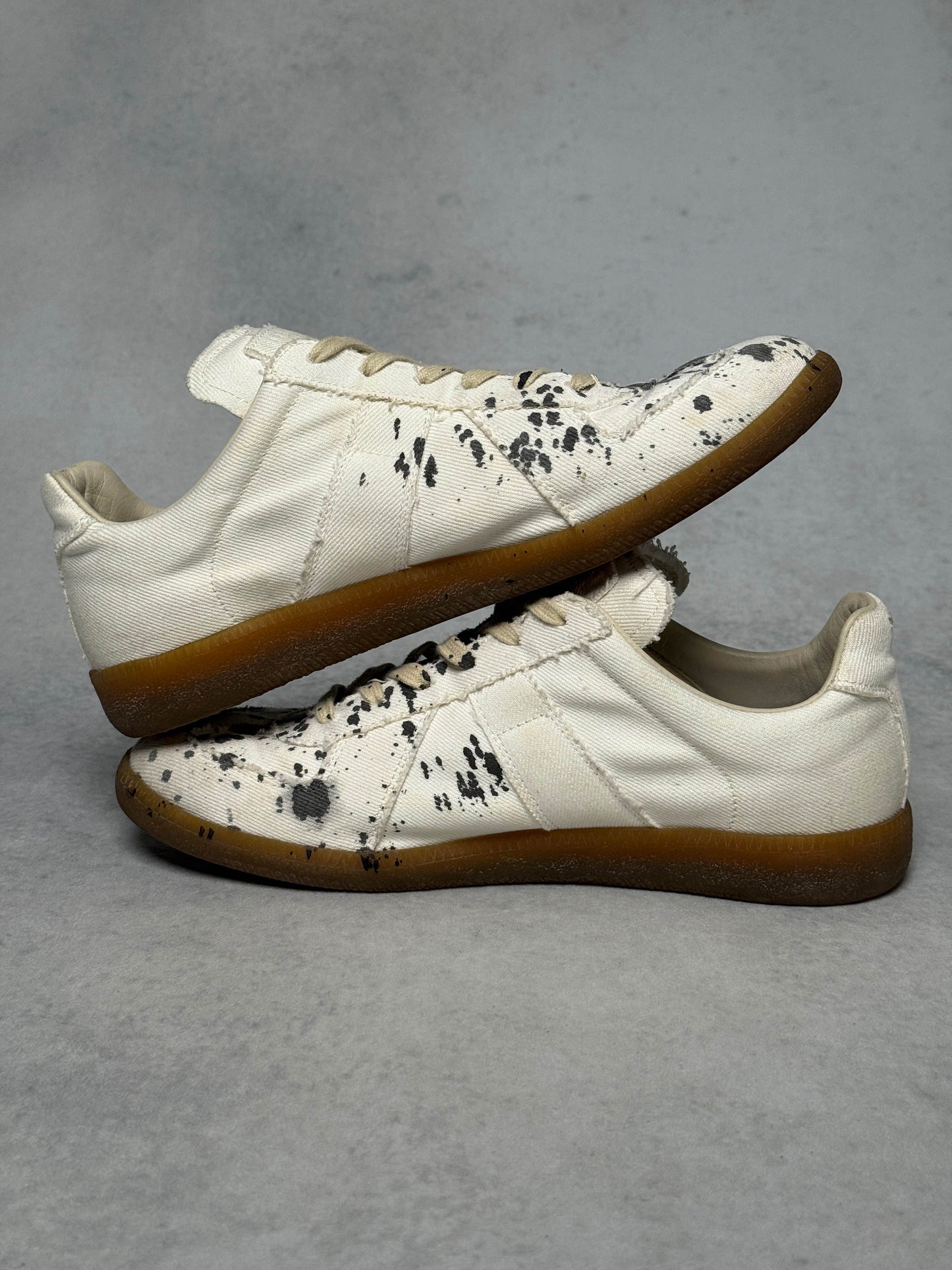 Maison Margiela Replica Low Paint Splatter White Denim
