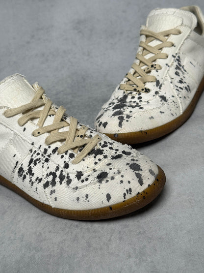 Maison Margiela Replica Low Paint Splatter White Denim