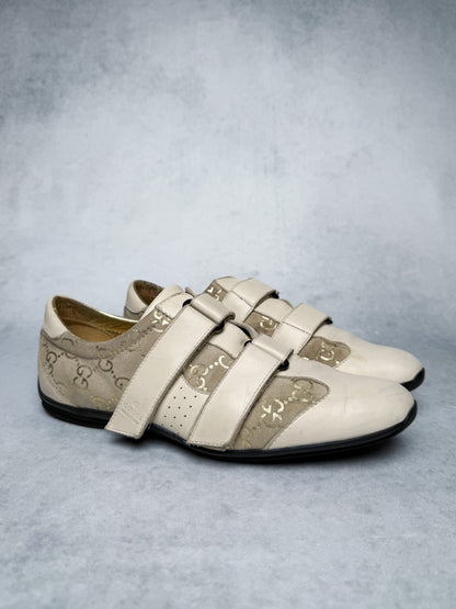 Gucci Vintage Monogram Sneaker Leather/Suede Beige and Gold (38)