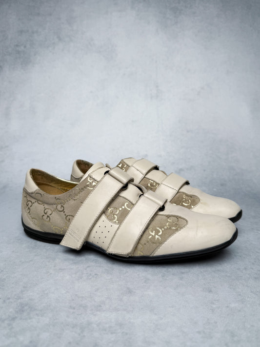 Gucci Vintage Monogram Sneaker Leather/Suede Beige and Gold (38)