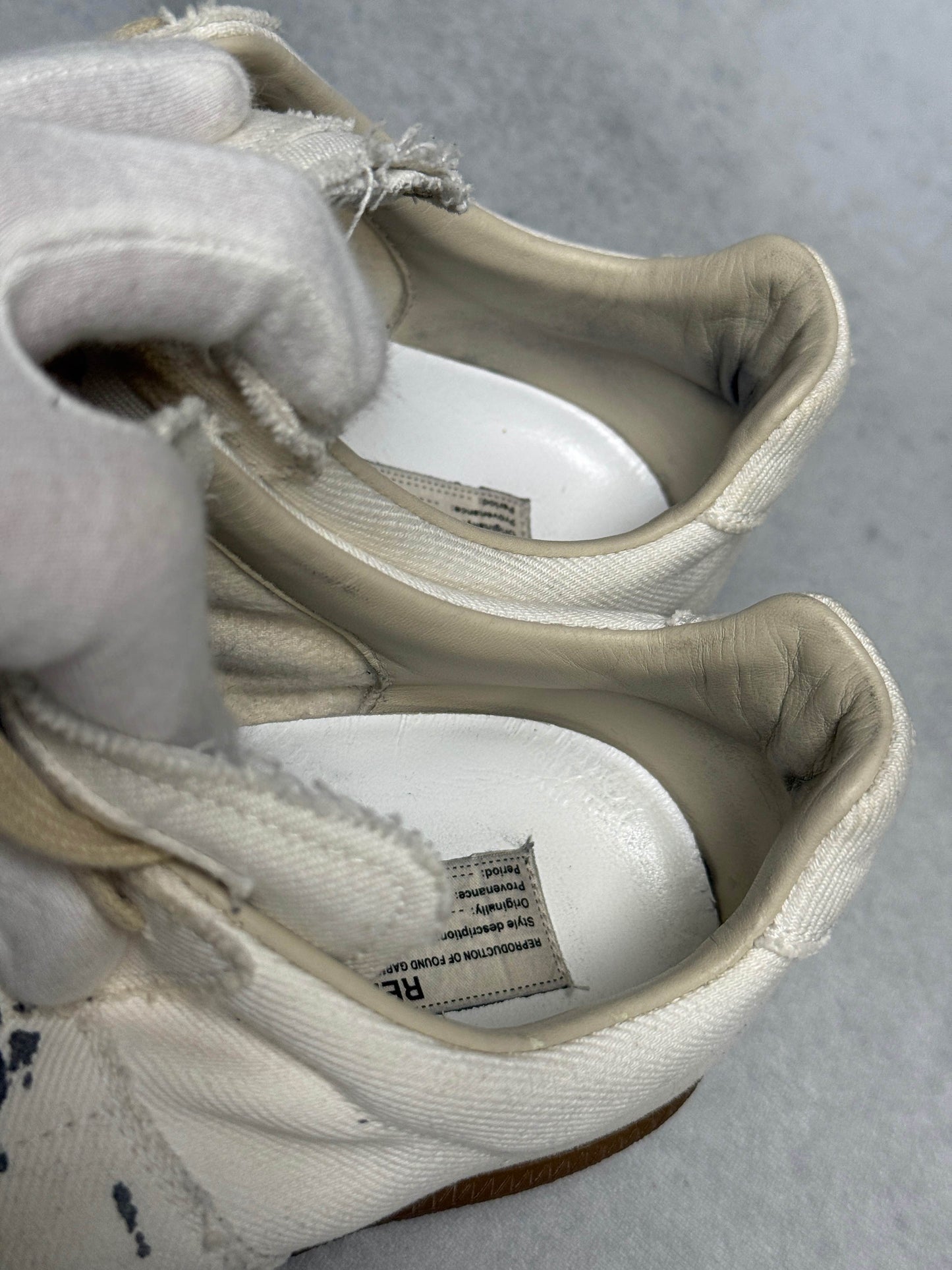 Maison Margiela Replica Low Paint Splatter White Denim