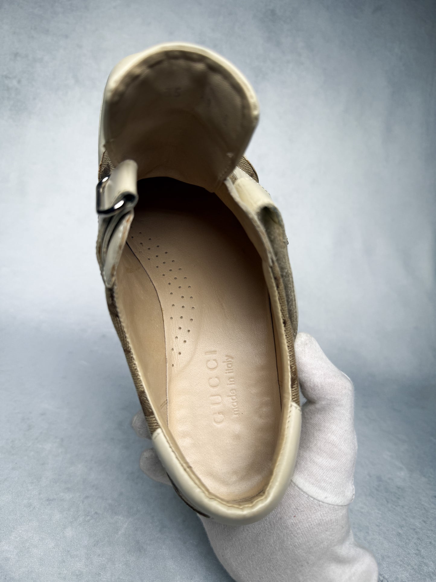 Gucci Vintage Monogram Sneaker Leather/Canvas Beige and Brown (41)
