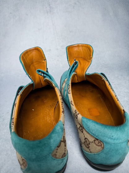 Gucci Vintage Monogram Sneaker Suede/Canvas Turquoise (41)