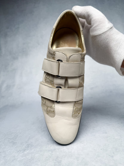 Gucci Vintage Monogram Sneaker Leather/Suede Beige and Gold (38)