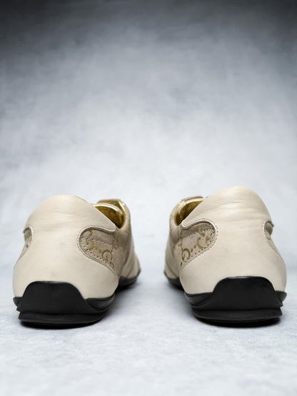 Gucci Vintage Monogram Sneaker Leather/Suede Beige and Gold (38)