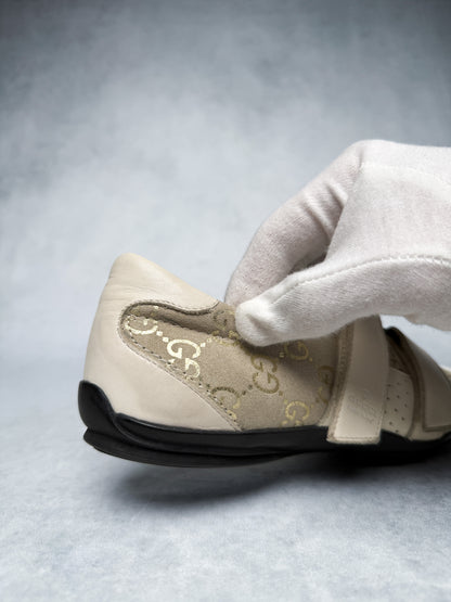 Gucci Vintage Monogram Sneaker Leather/Suede Beige and Gold (38)