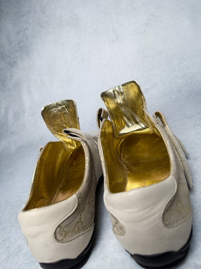 Gucci Vintage Monogram Sneaker Leather/Suede Beige and Gold (38)