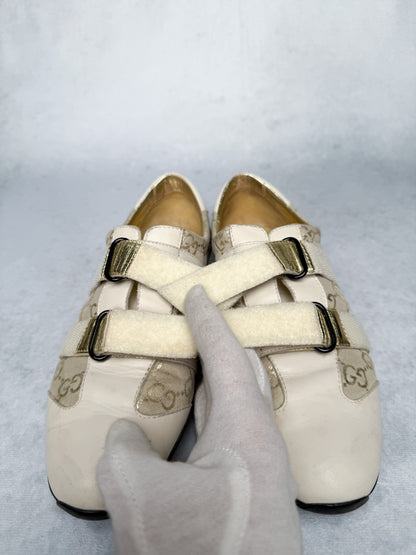 Gucci Vintage Monogram Sneaker Leather/Suede Beige and Gold (38)