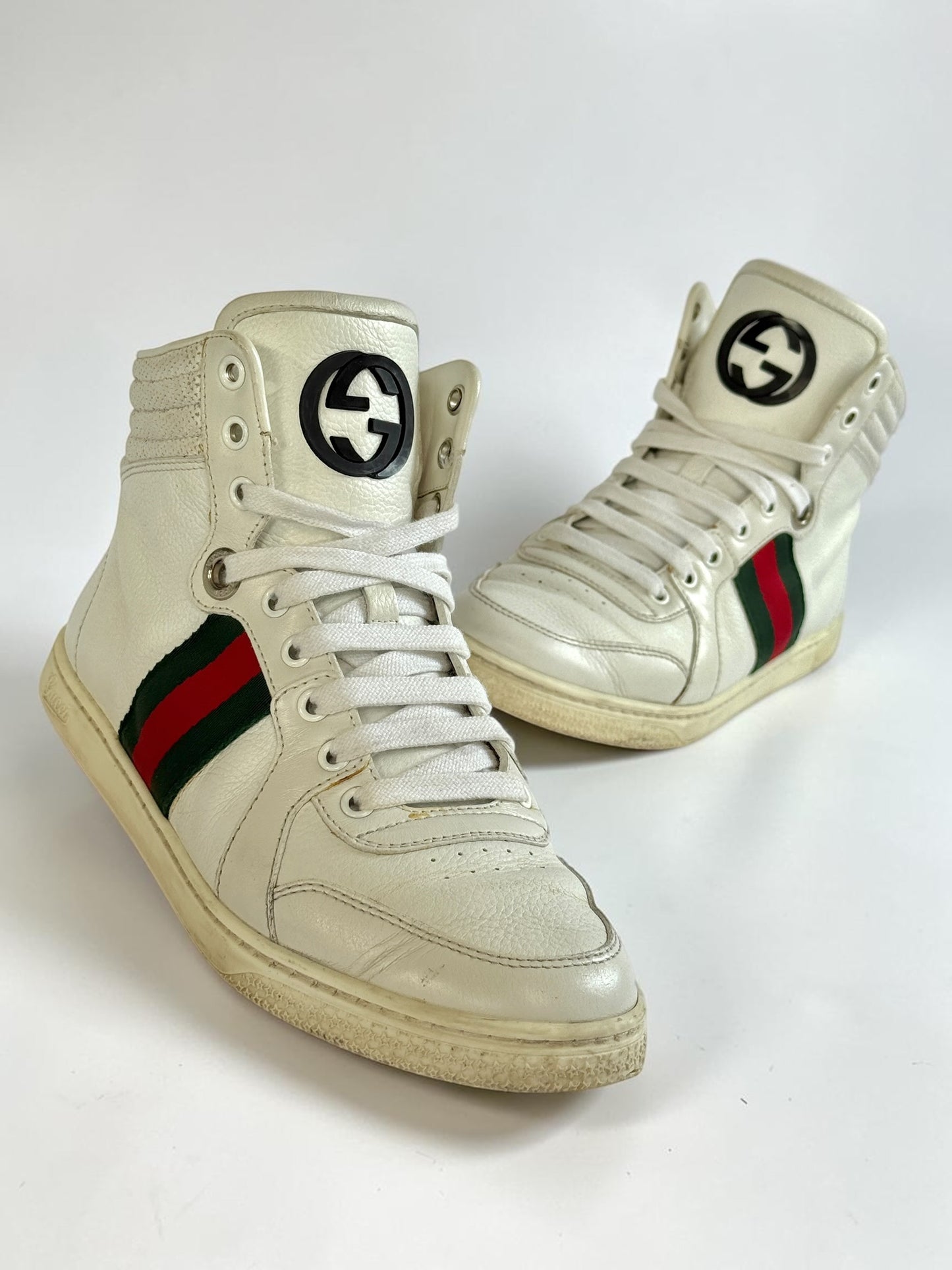 Gucci Retro High-Top Sneakers White (38)