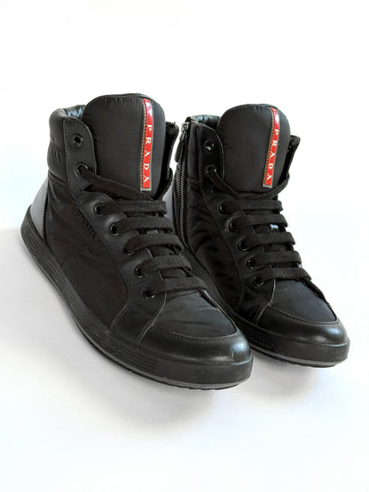 Prada Retro Hightops Black Fabric/Leather (44)