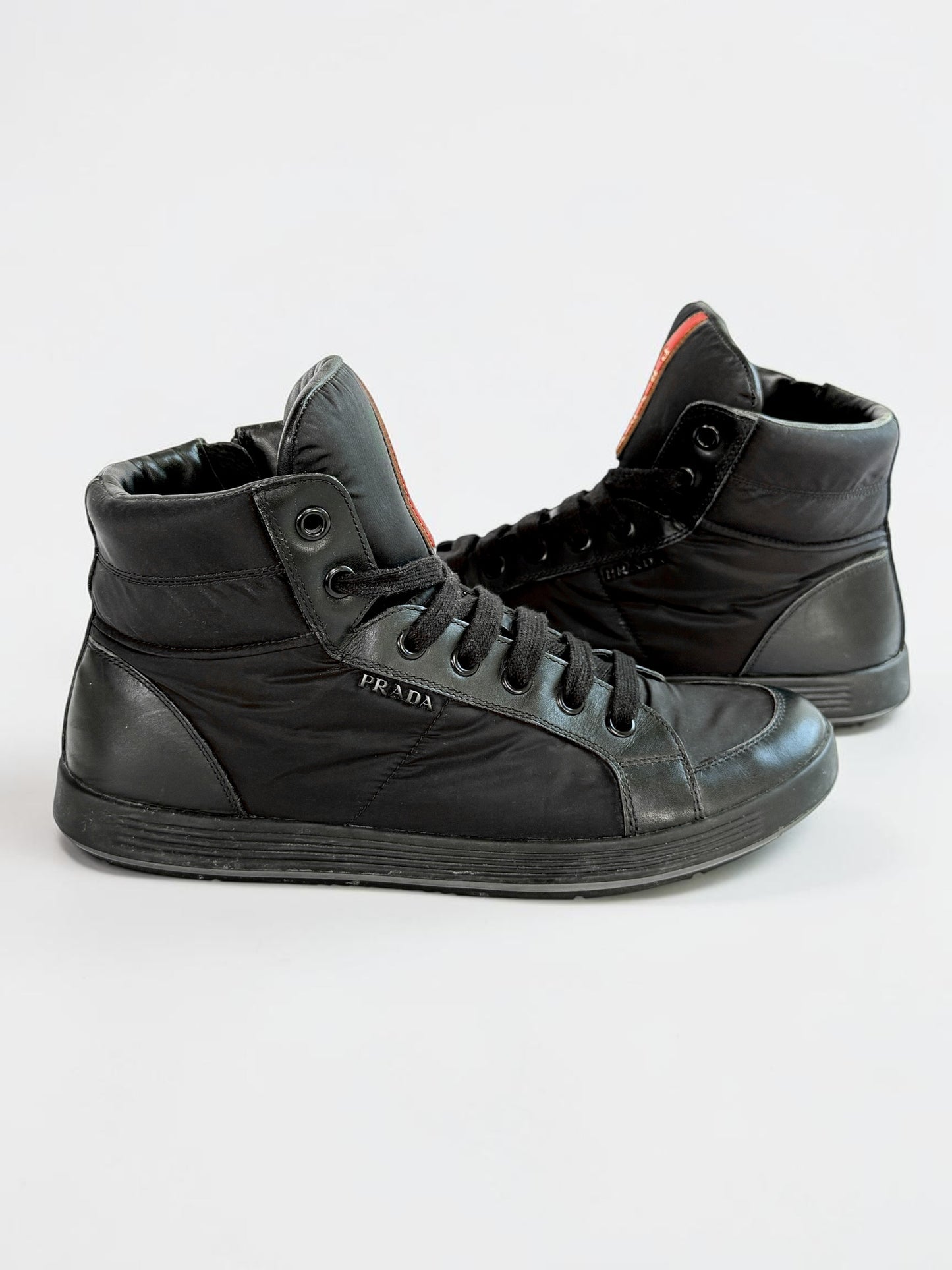 Prada Retro Hightops Black Fabric/Leather (44)