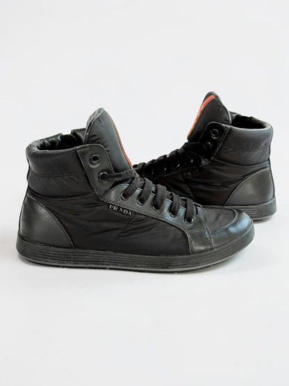 Prada Retro Hightops Black Fabric/Leather (44)
