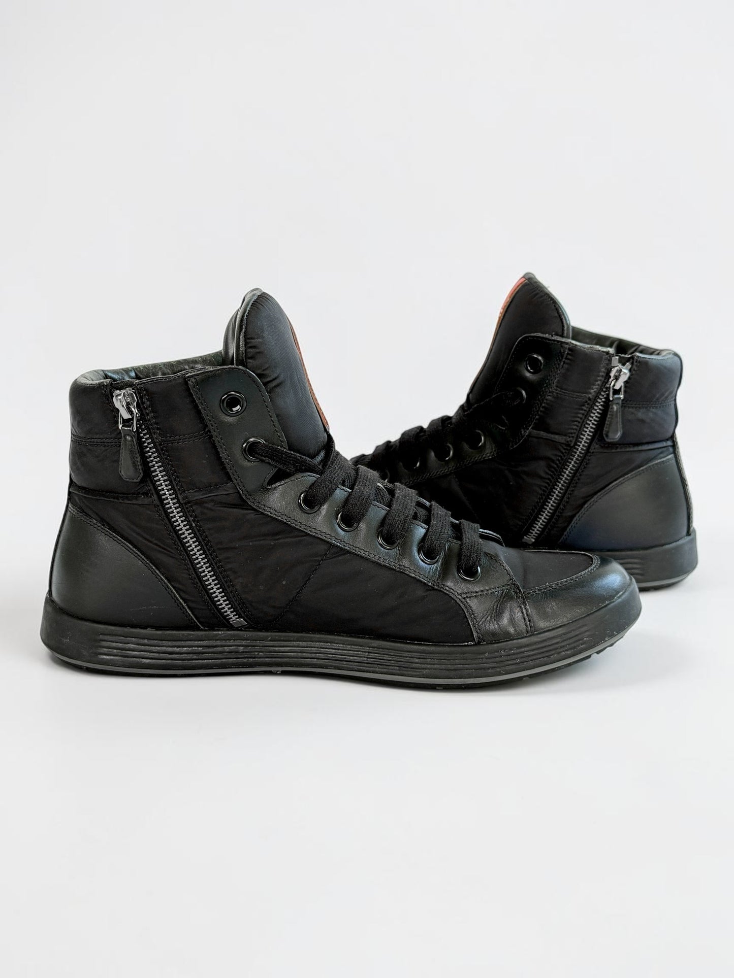 Prada Retro Hightops Black Fabric/Leather (44)