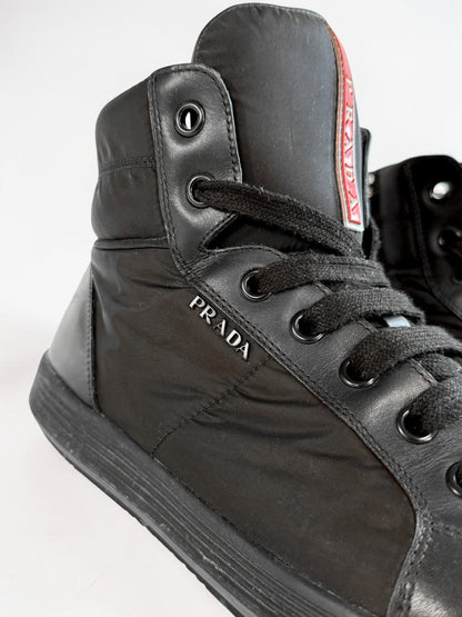 Prada Retro Hightops Black Fabric/Leather (44)
