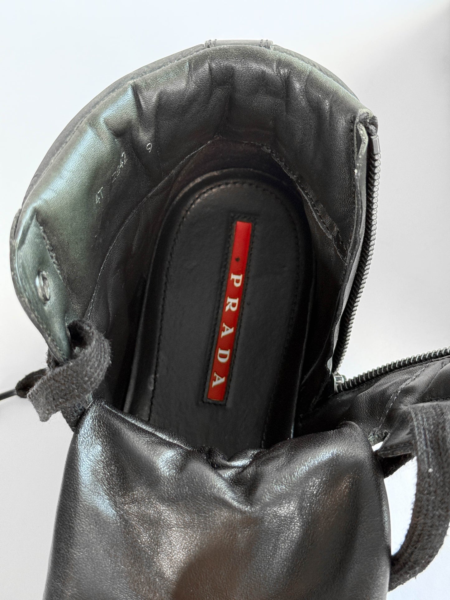 Prada Retro Hightops Black Fabric/Leather (44)