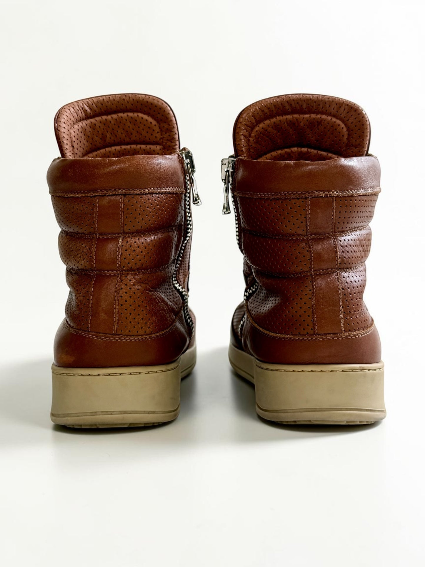 Balmain High-Tops Brown Perforated Leather (44)
