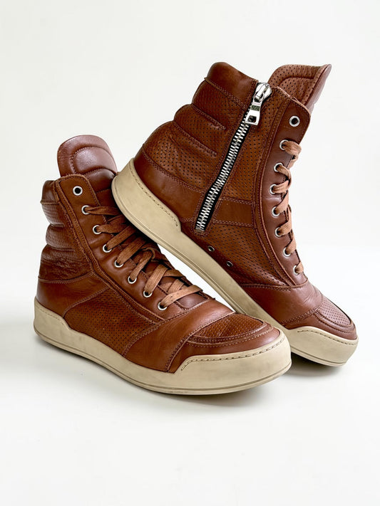 Balmain High-Tops Brown Perforated Leather (44)