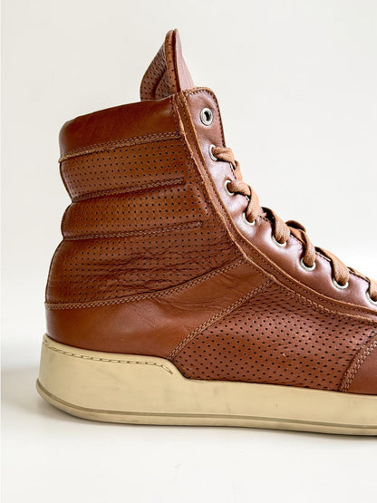 Balmain High-Tops Brown Perforated Leather (44)