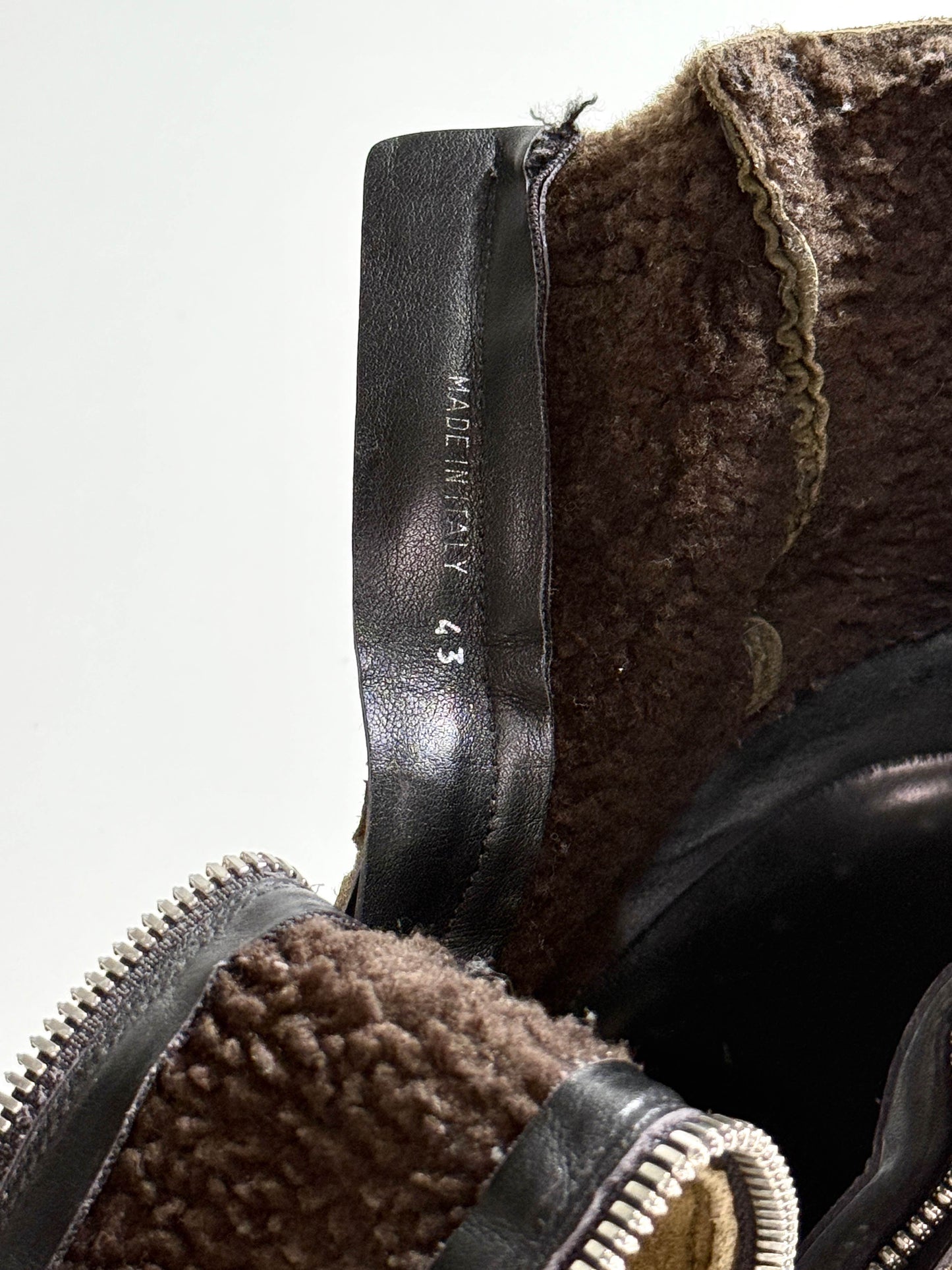 Balmain Shearling/Leather Strap High-Tops Olive (44)