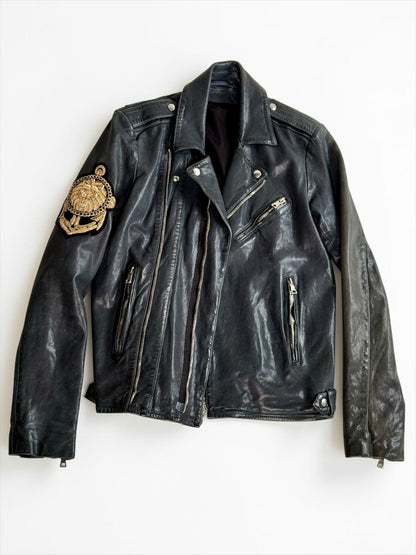 Balmain SS2014 Embroidered Patch Leather Biker Jacket (48)