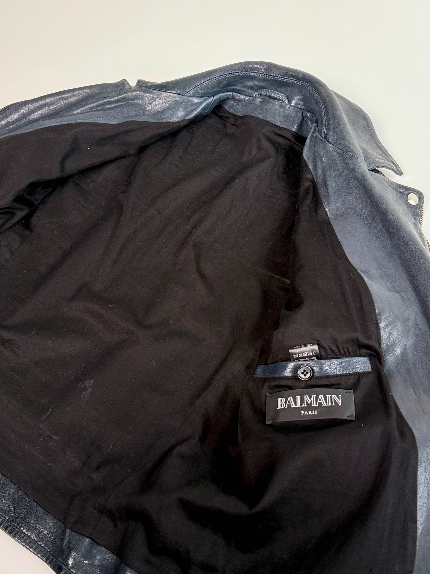 Balmain SS2014 Embroidered Patch Leather Biker Jacket (48)