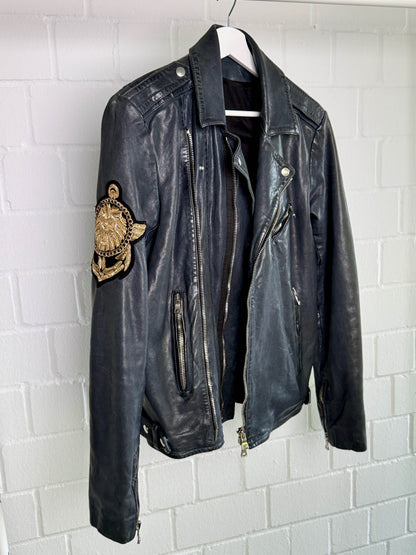 Balmain SS2014 Embroidered Patch Leather Biker Jacket (48)