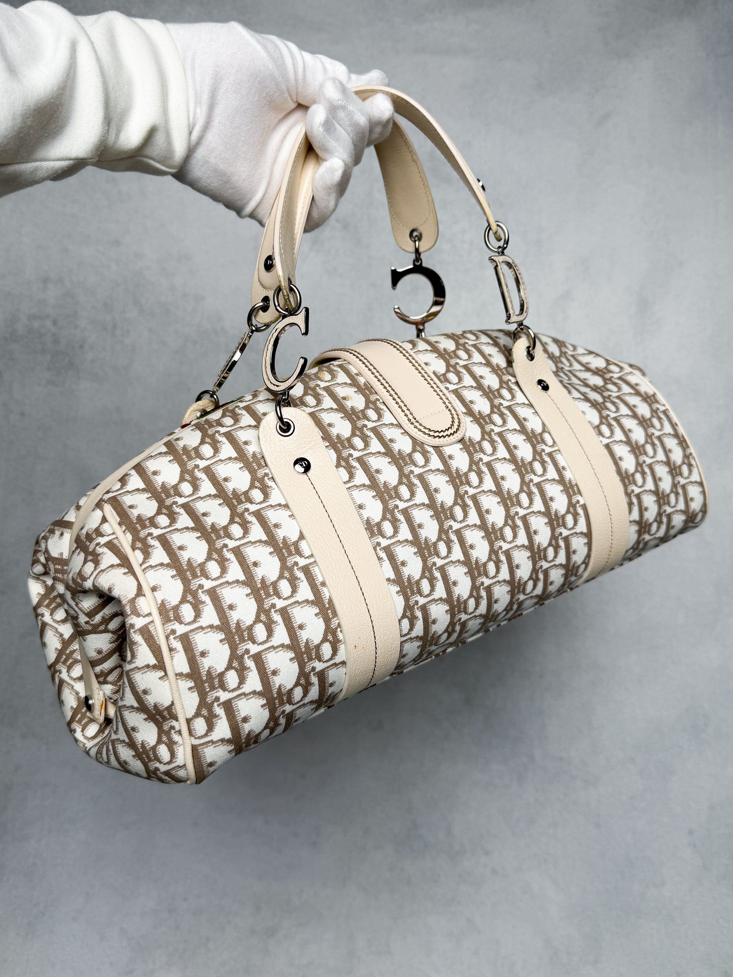 Dior 2005 Diorissimo Floral Embroidered Trotter Bag
